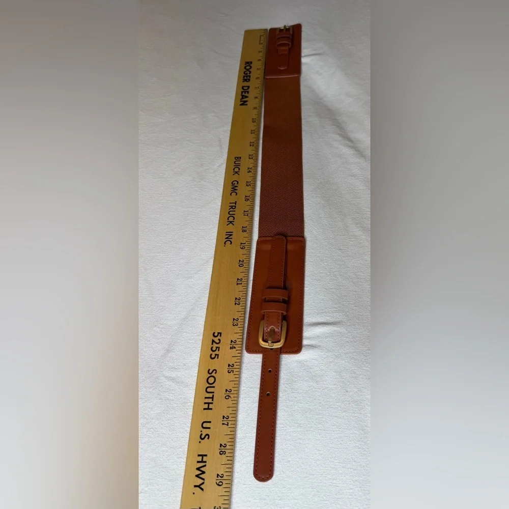 Boho Double Buckle‎ Stretch Waist Belt Faux Leather